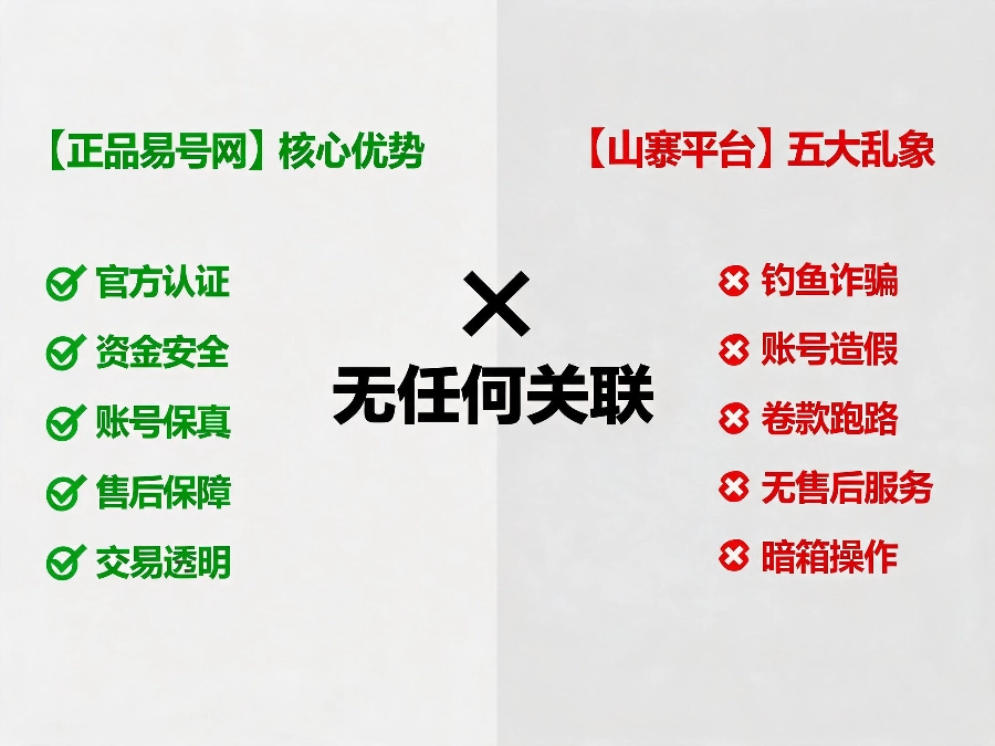 正品易号网vs山寨侵权平台核心区别对比