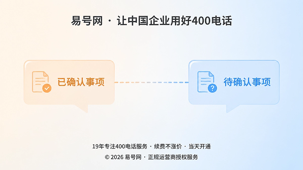 400电话办理信息透明示意