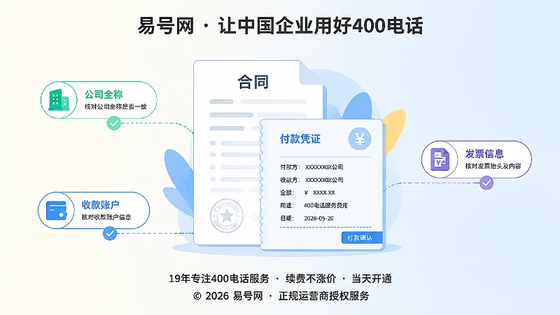 付款前核对合同主体、收款账户和发票信息