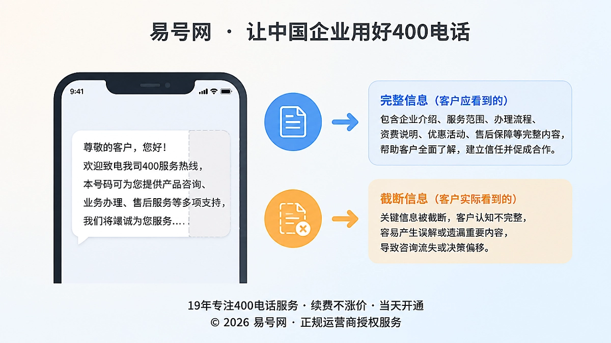 400电话服务边界被截断的示意图